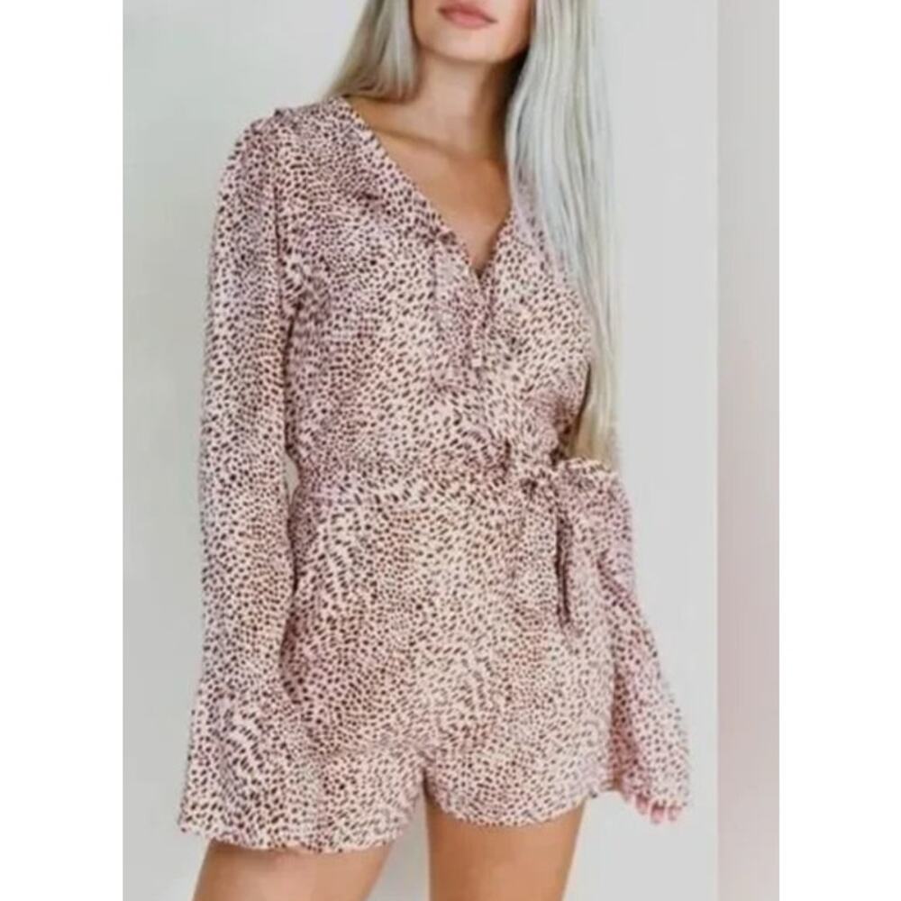 Kittenish Womens Cheetah Print Ruffle Romper Size XL